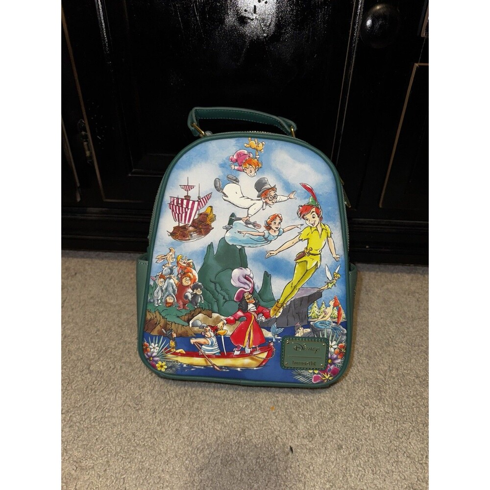 Peter Pan Cast Painting Watercolor Portrait Disney Loungefly Mini Backpack Bag